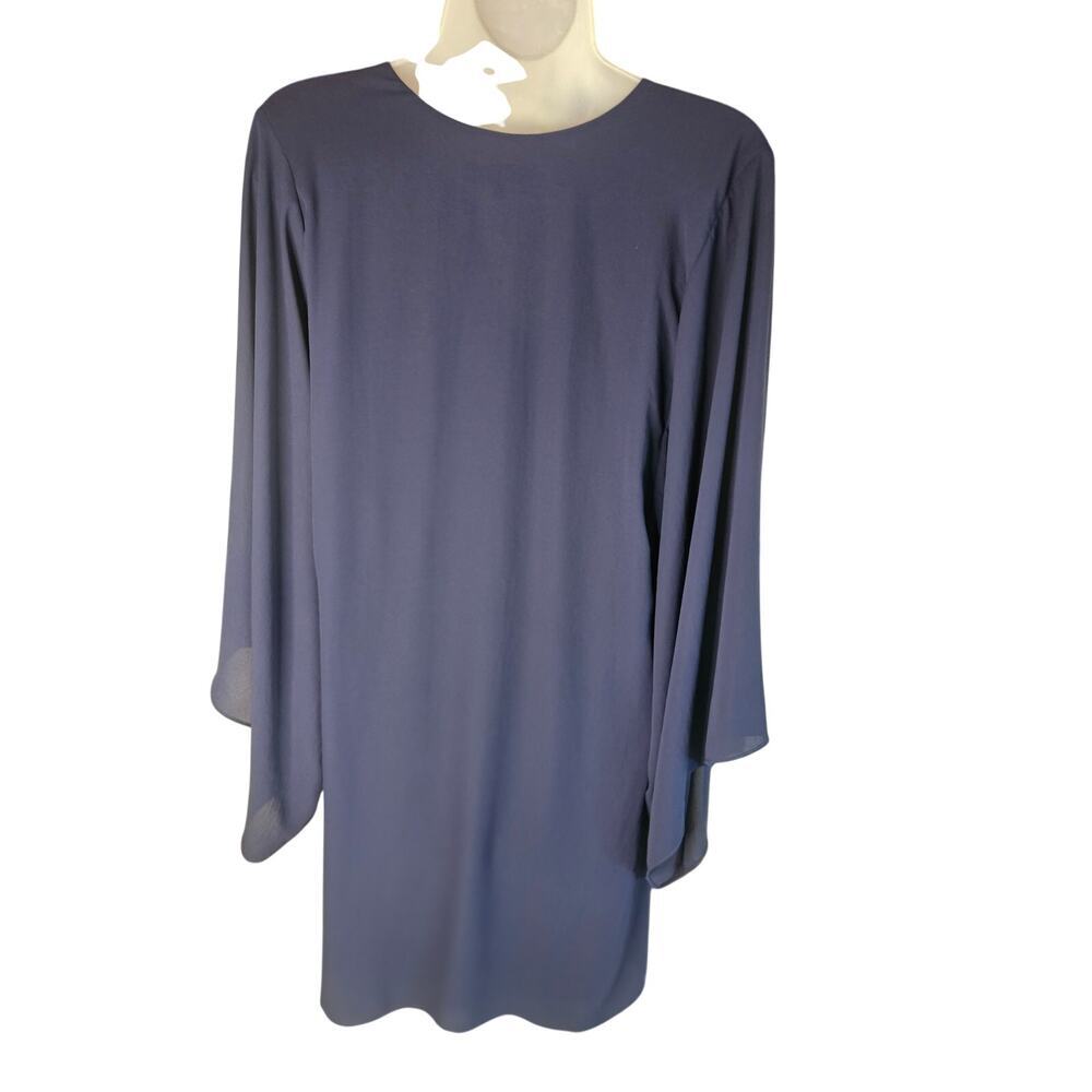 Elaine Turner Navy Caftan Dress V Neck Layered Flowy Lined Sz S - Picture 4 of 12